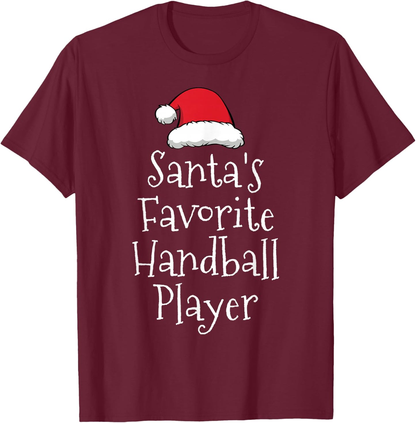 Santas Favorite Handball Player - Christmas Handball Gift T-Shirt - T-Shirt | Maroon