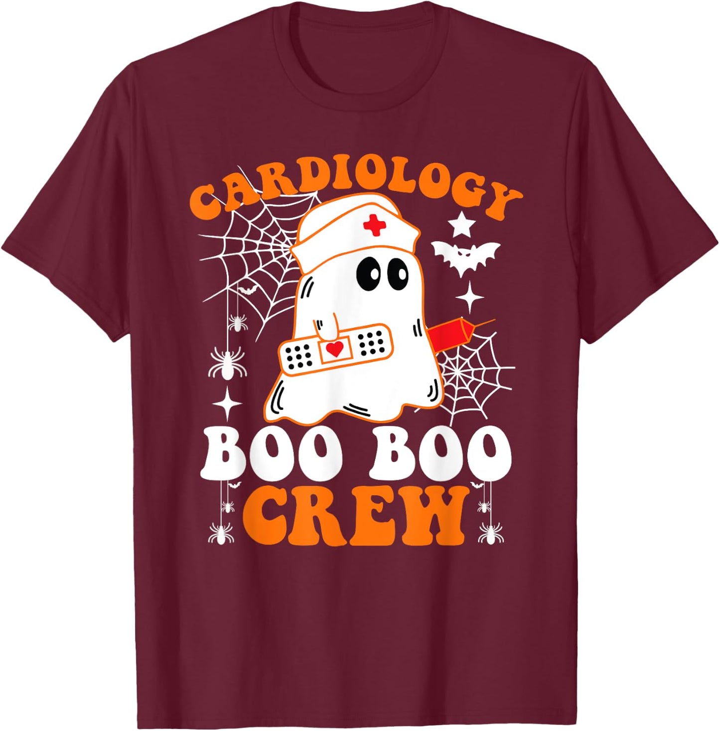 Cardiology Boo Boo Crew Shirt Funny Nurse Ghost Halloween T-Shirt - T-Shirt | Maroon