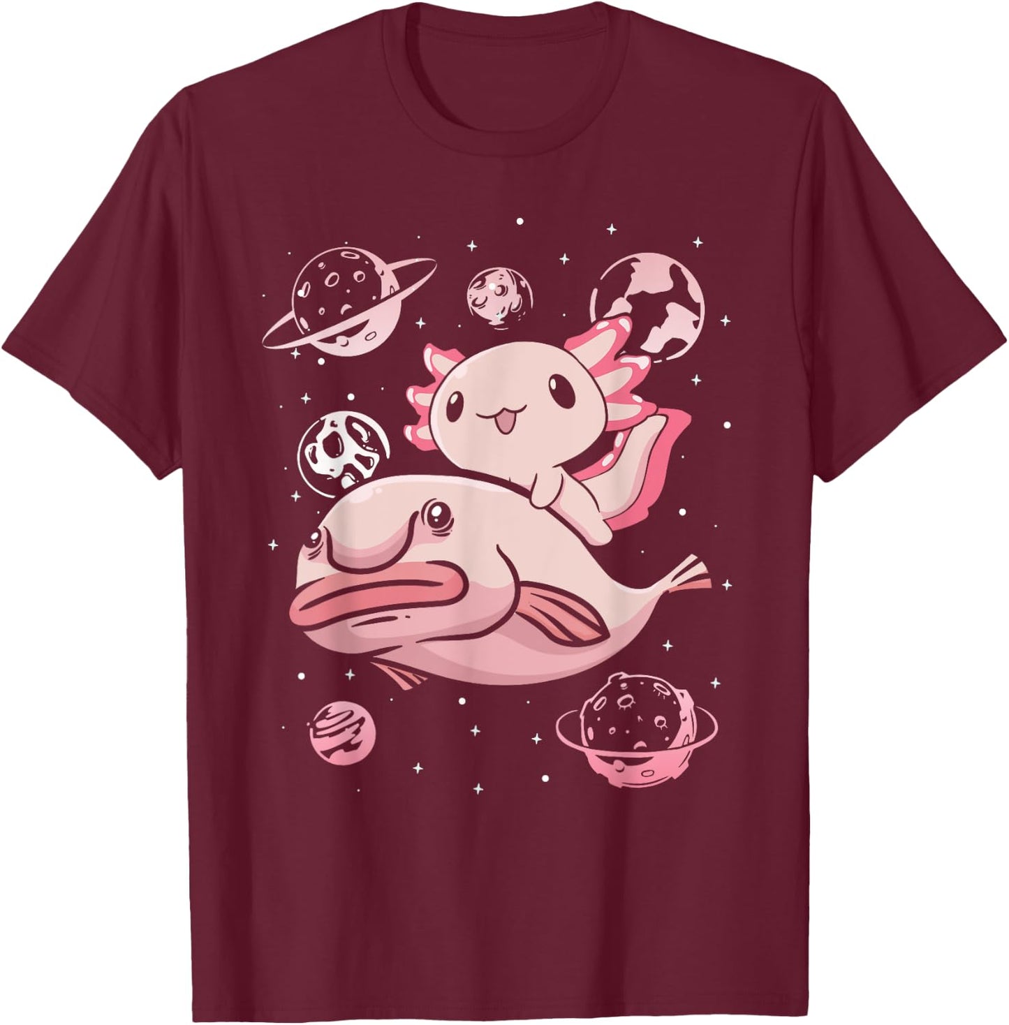 Axolotl Kawaii Blobfish T-Shirt - T-Shirt | Maroon