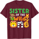 Sister of the Wild One Zoo Theme Bday Safari Jungle Animals T-Shirt - T-Shirt | Maroon