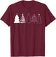 Rustic Christmas Trees Winter Forest Minimalist T-Shirt - T-Shirt | Maroon