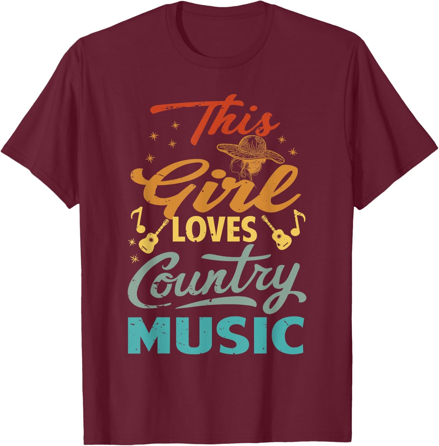This Girl Loves Country Music T-Shirt - T-Shirt | Maroon
