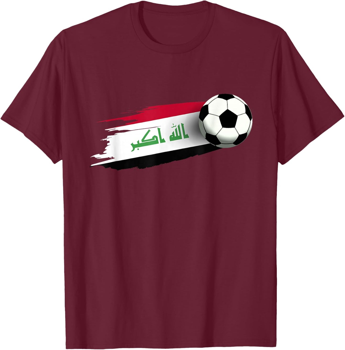 Iraq Flag Jersey Iraqi Soccer Team Iraqi T-Shirt - T-Shirt | Maroon