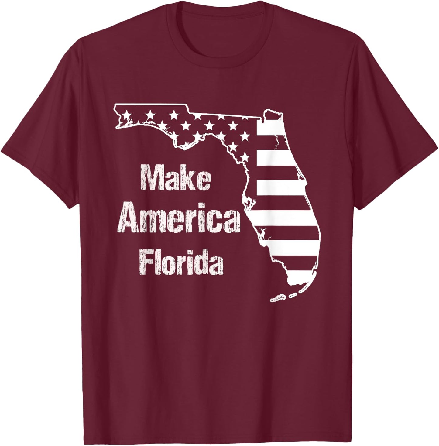 Funny Make America Florida American Flag Retro Vintage T-Shirt - T-Shirt | Maroon