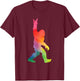 Bigfoot Sasquatch Peace Big Foot Squatch Colorful Rainbow T-Shirt - T-Shirt | Maroon