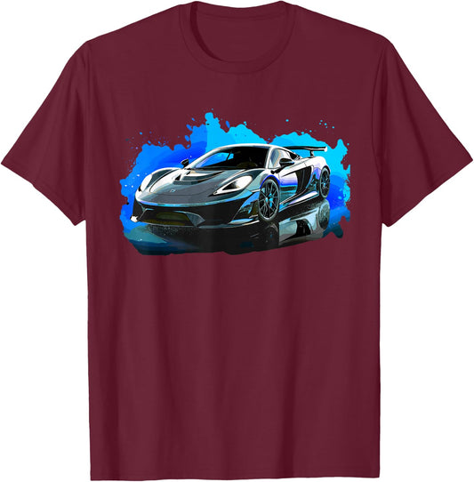 Supercar Exotic Sports Car Concept Poster Style Boys Graphic T-Shirt - T-Shirt | Maroon