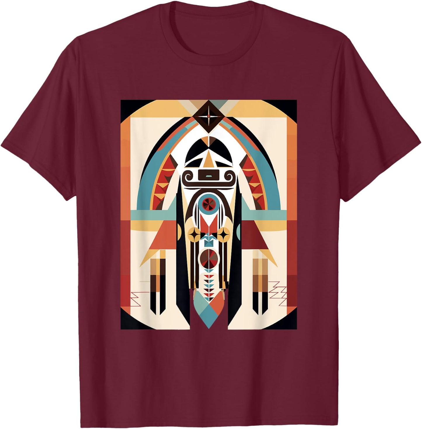 Hopi Art Design American Style Kachina T-Shirt - T-Shirt | Maroon