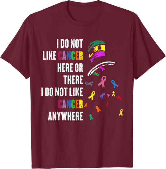 I Do Not Like Cancer There outfits -Adults Cancer Awareness Black Small Modern T-Shirt - T-Shirt | Maroon