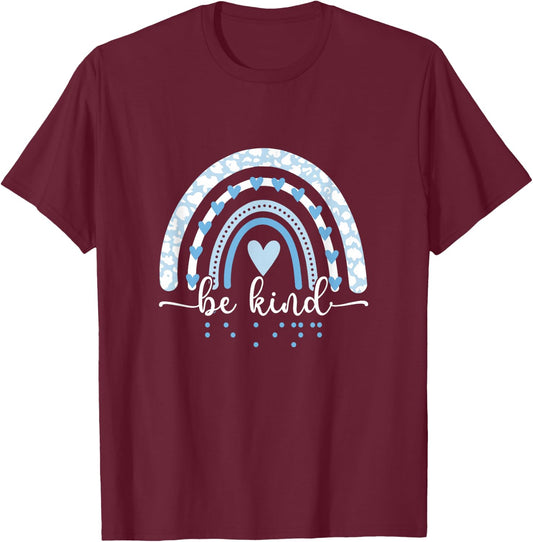 Be Kind Blind Awareness braille T-Shirt - T-Shirt | Maroon