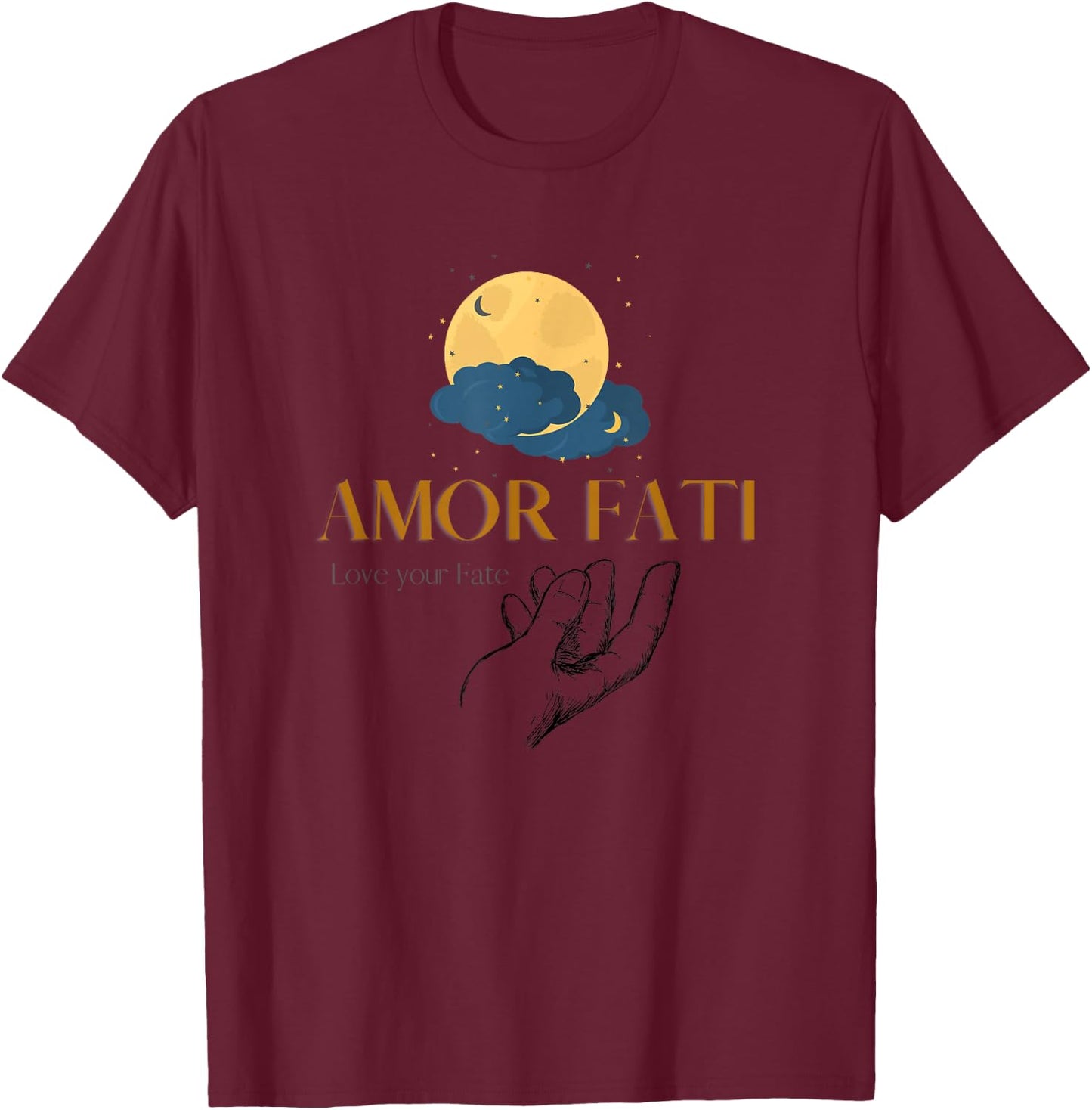 AMOR FATI Friedrich Nietzsche Love your fate philosopher T-Shirt - T-Shirt | Maroon