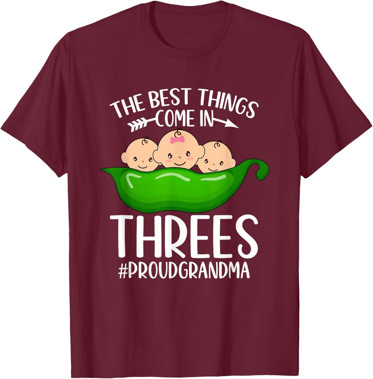 Proud Grandma of Triplets Triplet Grandma T-Shirt - T-Shirt | Maroon