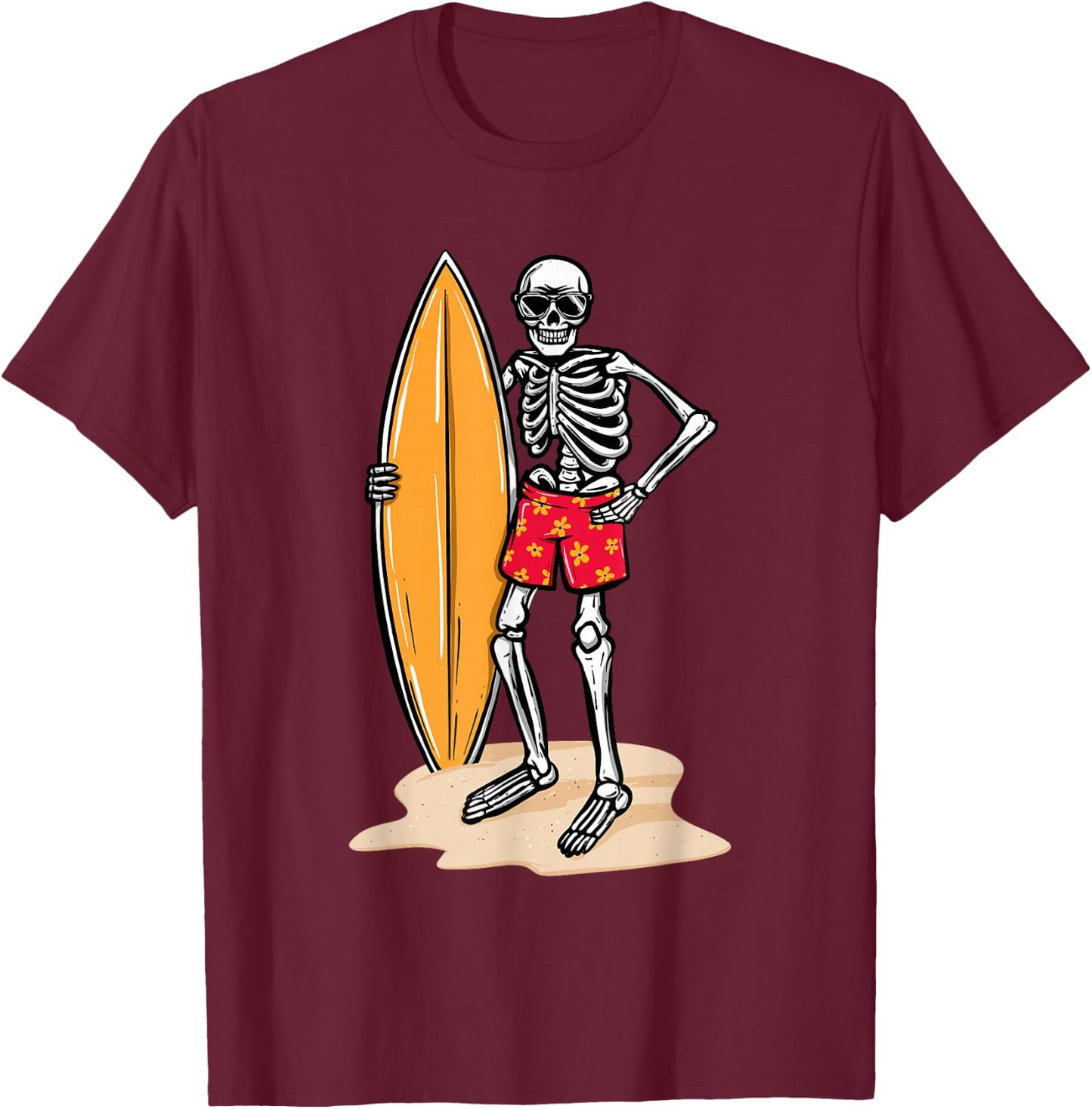 Skeleton Surfer - Surfboard Surfing Board Lover Surfboarding T-Shirt - T-Shirt | Maroon