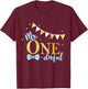 1st Birthday Blue-Gold Little Men Mr One-derful Party Kid T-Shirt - T-Shirt | Maroon