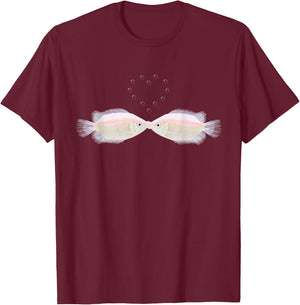 Kissing Fish T-Shirt - T-Shirt | Maroon