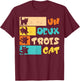 Un Deux Trois Cat French Retro Men Women Boys Kid Teen Youth T-Shirt - T-Shirt | Maroon