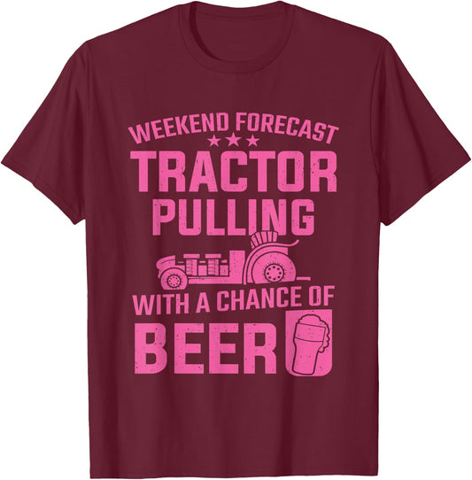 Tractor Pulling Weekend Forecast Tractor Pulling Women T-Shirt - T-Shirt | Maroon