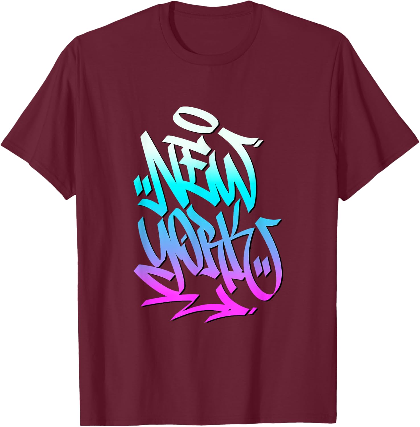 New York City Graffiti Art Style Illustration Graphic Design T-Shirt - T-Shirt | Maroon