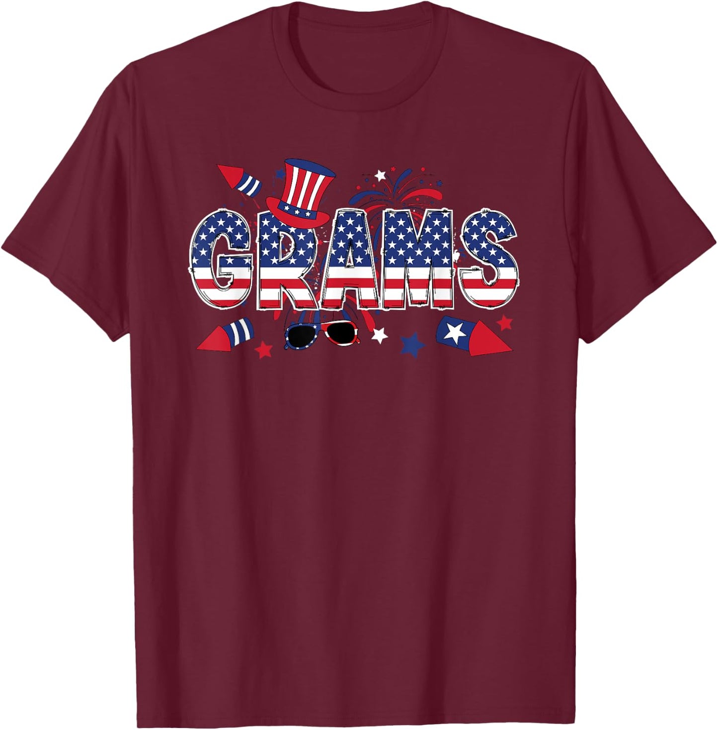 4th Of July Grams Grandmother American Flag Grams Grandma Women Men T-Shirt - T-Shirt | Maroon