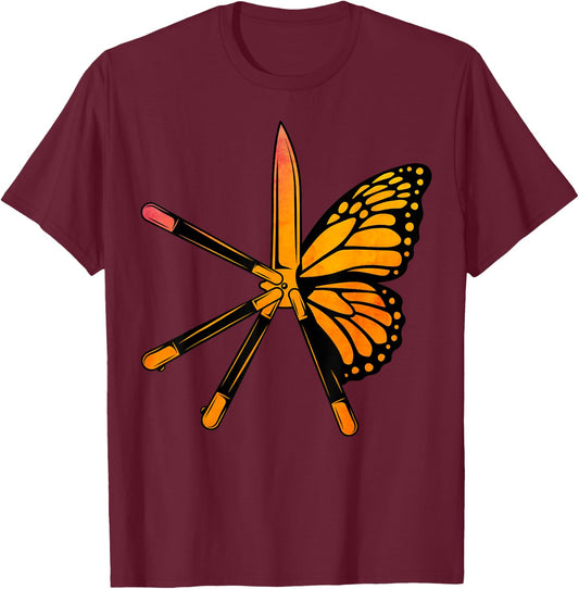 Butterfly Knife Balisong Quote T-Shirt - T-Shirt | Maroon