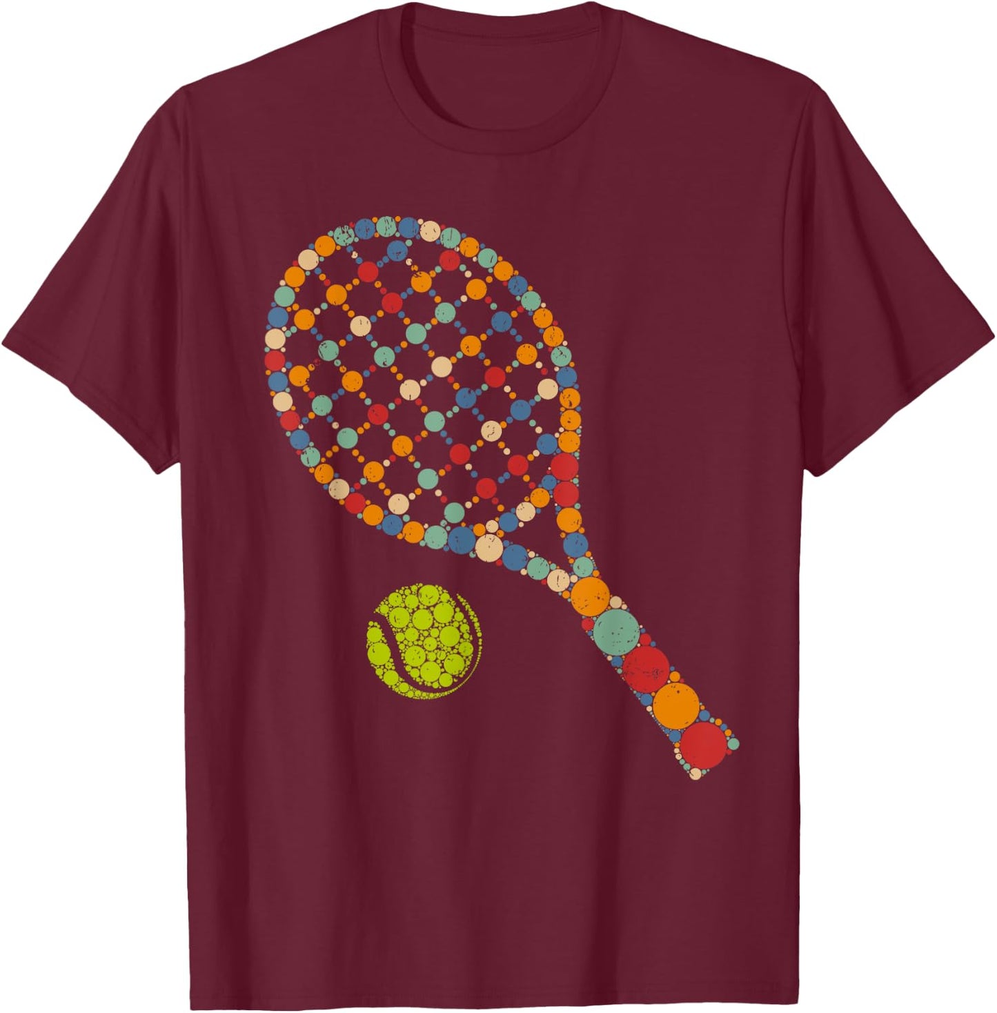 Retro Tennis Player & Ball With Polka Dots Happy Dot Day Boy T-Shirt - T-Shirt | Maroon