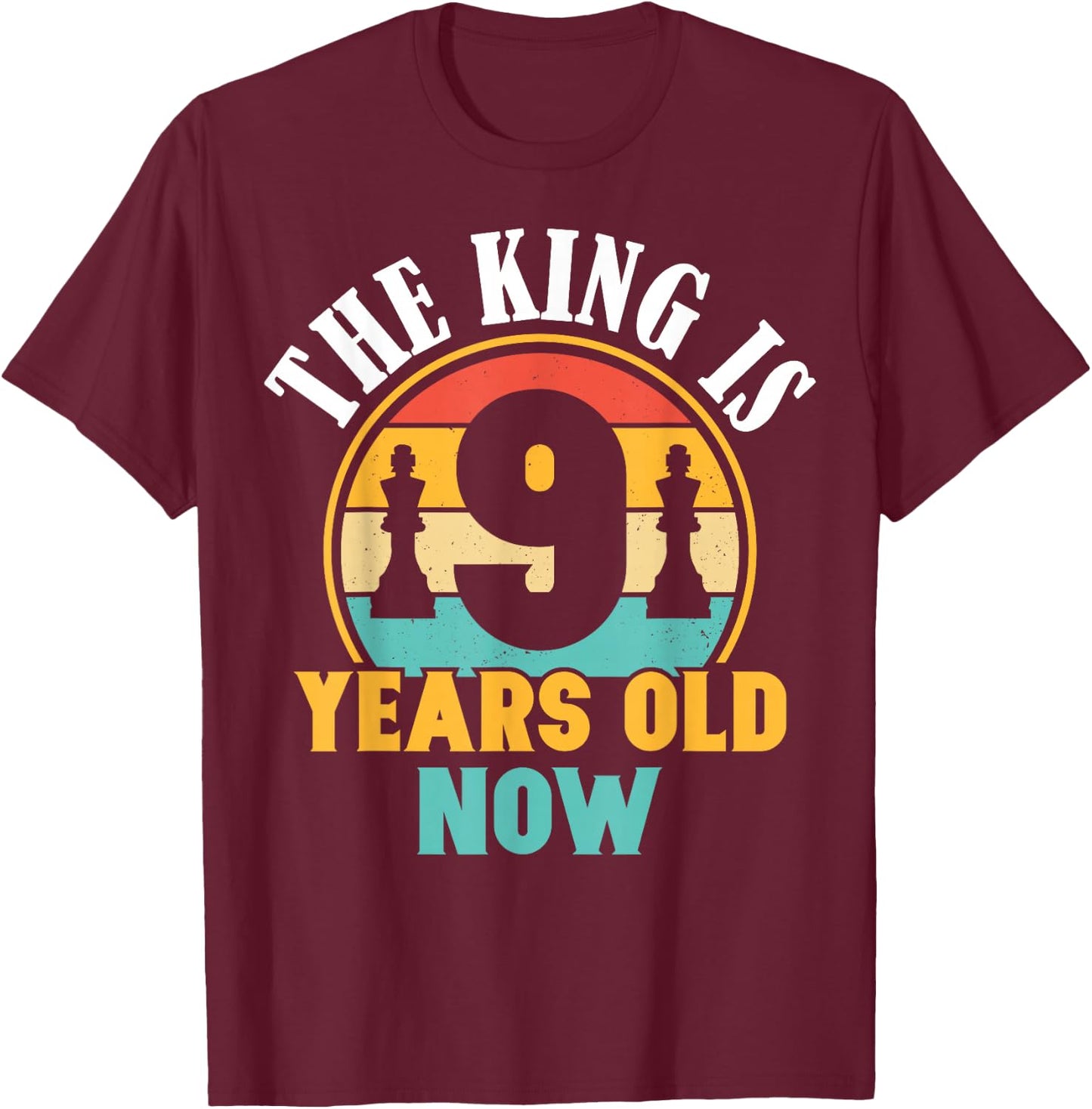 Chess Lover 9th Birthday Chess 9 Years Old Boy Birthday T-Shirt - T-Shirt | Maroon