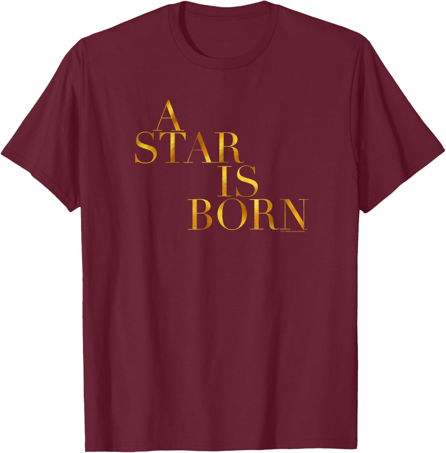 WB100 A Star Is Born Classic Gold Movie Logo T-Shirt - T-Shirt | Maroon