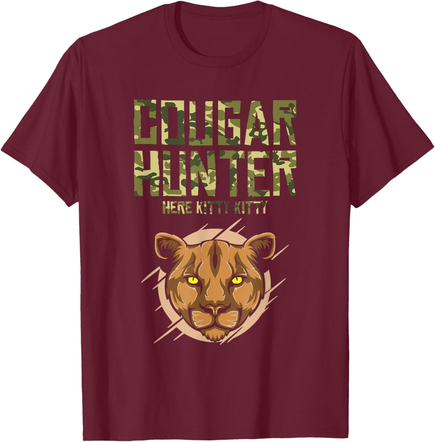 Cougar Hunter Wild Animal Hunt Big Cat Cougar Hunting Women T-Shirt - T-Shirt | Maroon