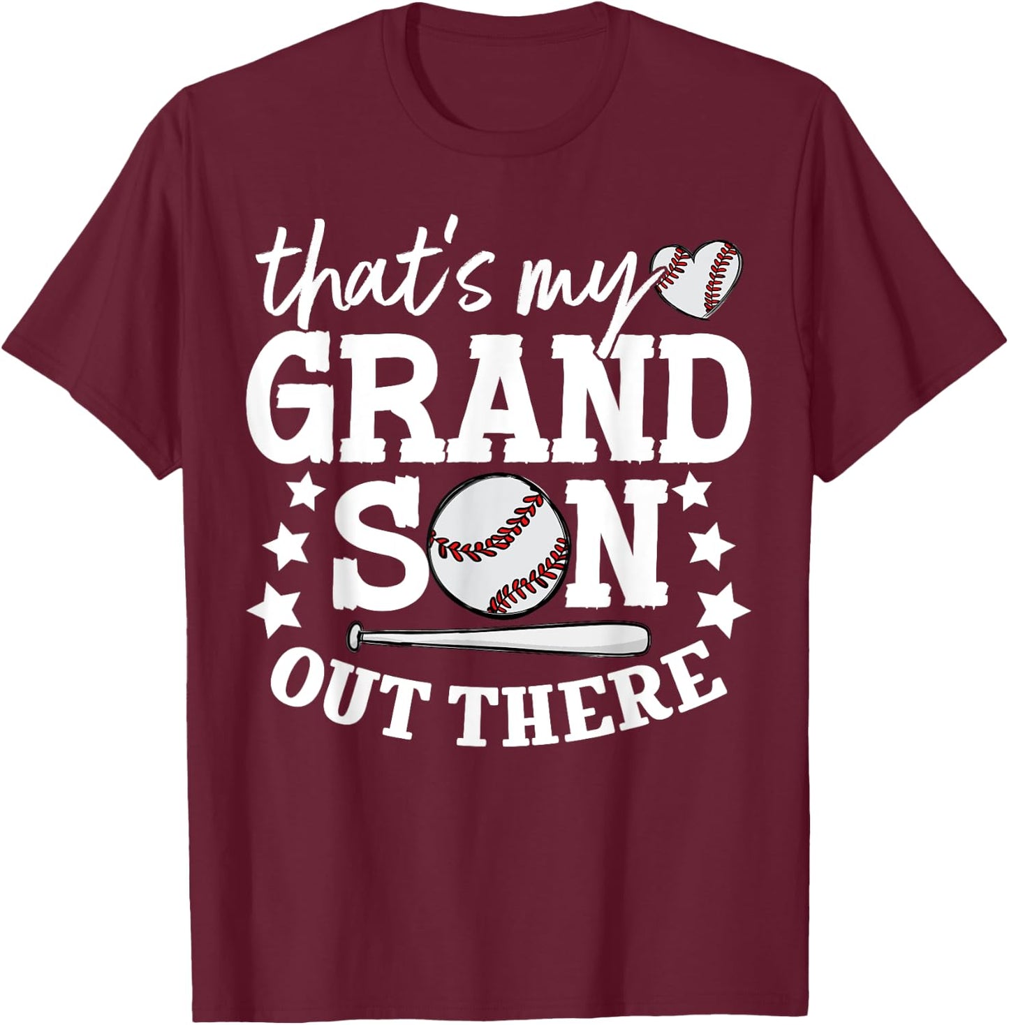 That's My Grandson Out There Women Baseball Grandma T-Ball T-Shirt - T-Shirt | Maroon