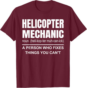 Helicopter Mechanic Definition Aircraft Mechanic T-Shirt - T-Shirt | Maroon