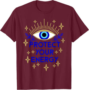 Mal de Ojo Evil Eye Protect Your Energy T-Shirt - T-Shirt | Maroon