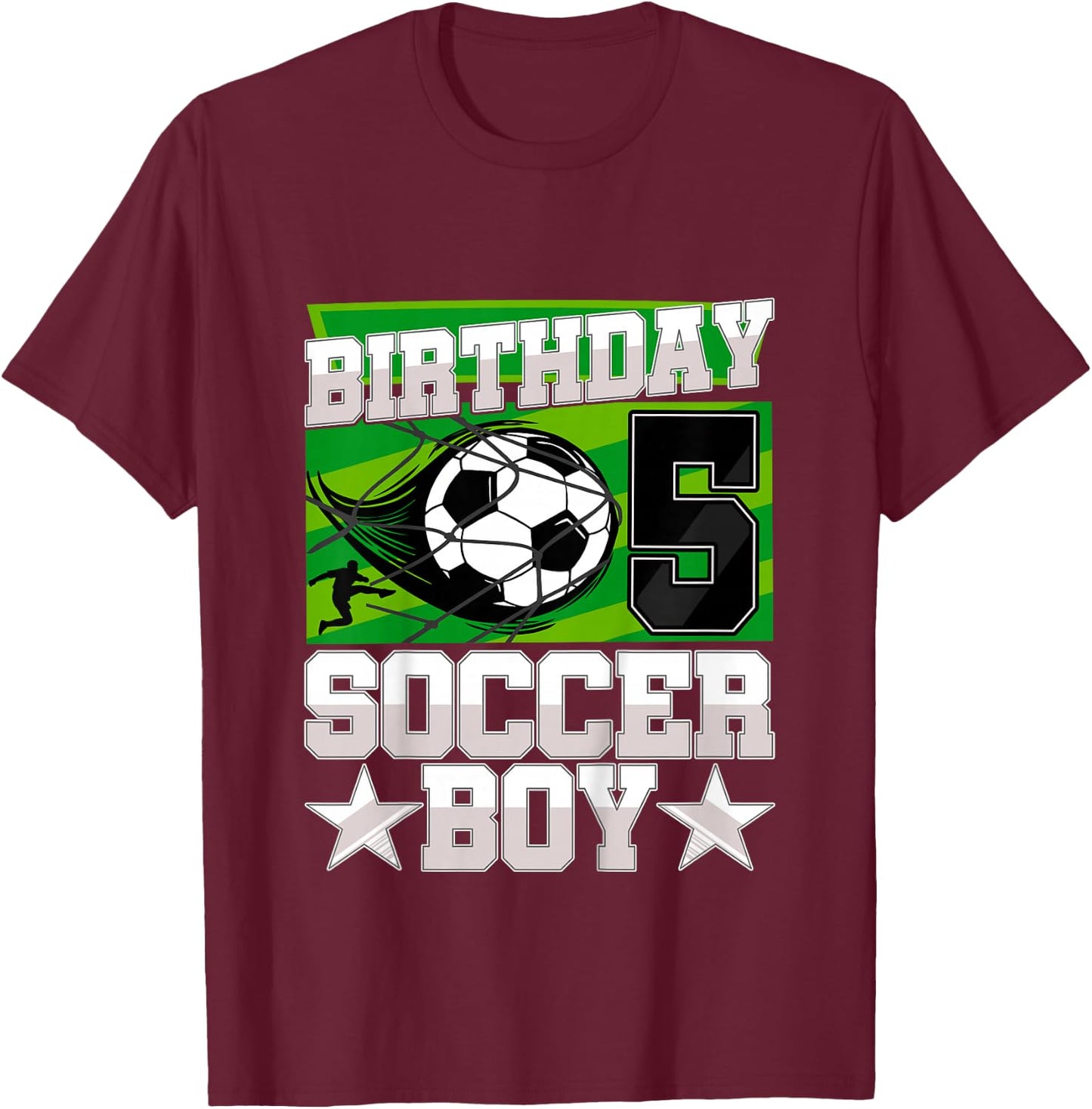 Soccer Birthday Party - 5th Birthday Boy 5 Years Old T-Shirt - T-Shirt | Maroon