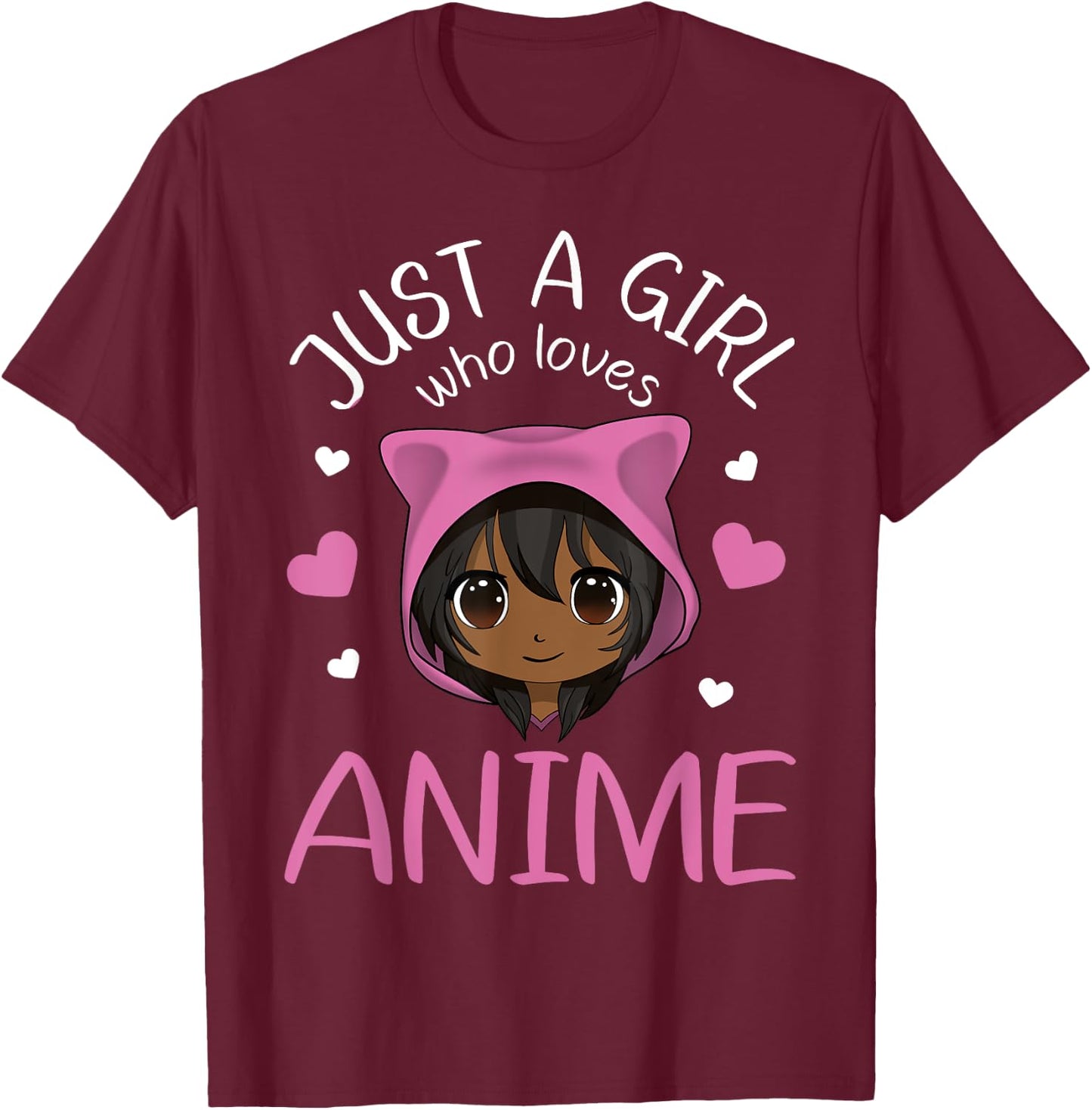 Just a Girl who Loves Anime African American Small T-Shirt - T-Shirt | Maroon