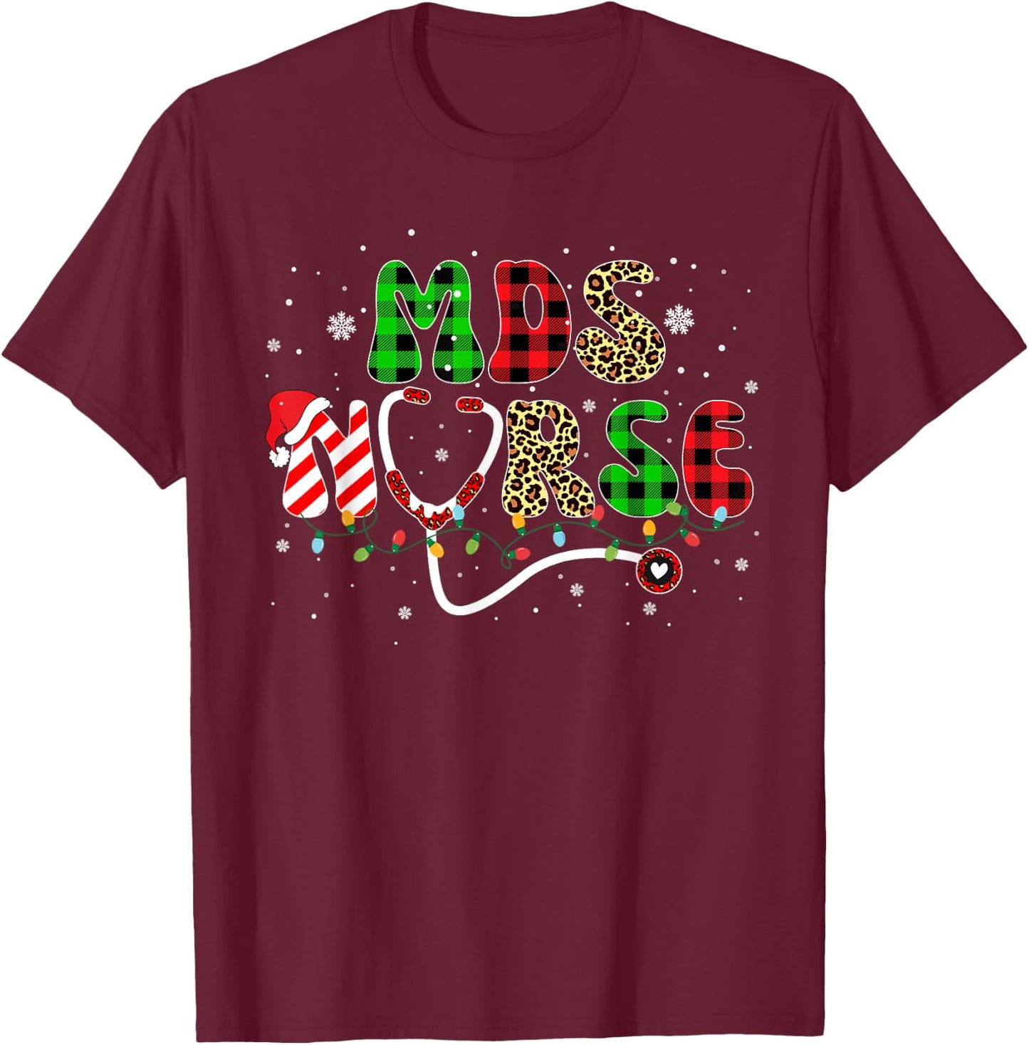 MDS Nurse Christmas Scrubs Tops Men T-Shirt - T-Shirt | Maroon