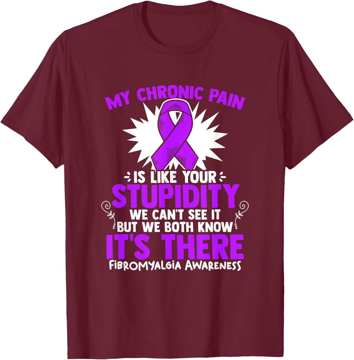 My Pain - Fibro Survivor Purple Fibromyalgia Awareness T-Shirt - T-Shirt | Maroon