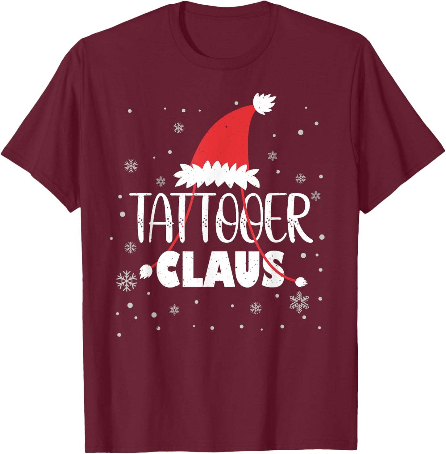 Tattooer Claus Santa Christmas Tattoo Artist T-Shirt - T-Shirt | Maroon