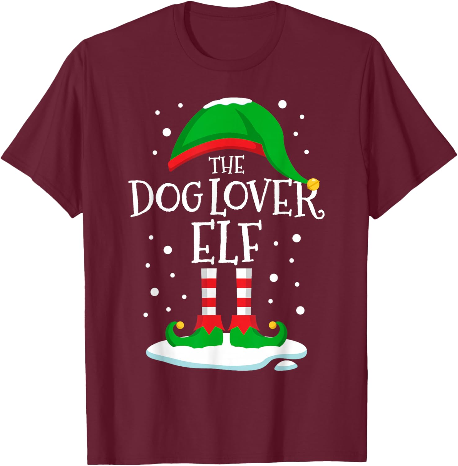 The Dog Lover Elf Christmas Family Matching Xmas Dog Mom Dad T-Shirt - T-Shirt | Maroon