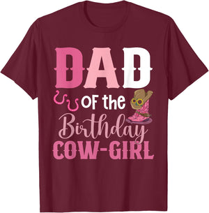 Dad Of The Birthday Cow Girl Rodeo Cowgirl 1st Birthday T-Shirt - T-Shirt | Maroon