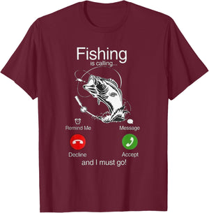 Fishing is calling T-Shirt - T-Shirt | Maroon