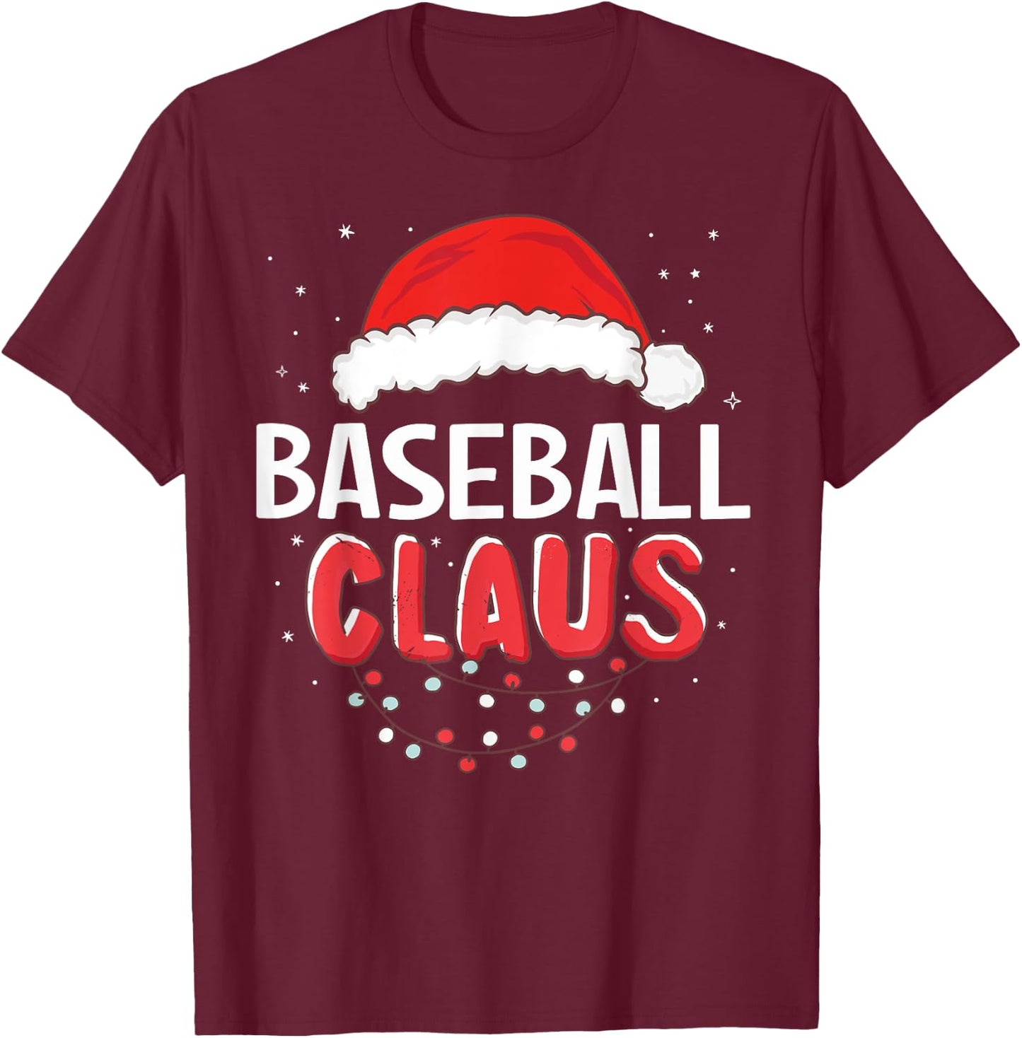 Baseball Santa Claus Christmas Matching Costume T-Shirt - T-Shirt | Maroon