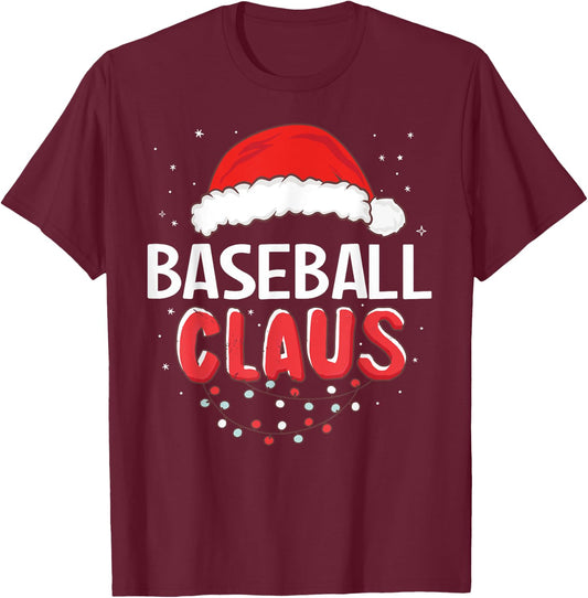 Baseball Santa Claus Christmas Matching Costume T-Shirt - T-Shirt | Maroon