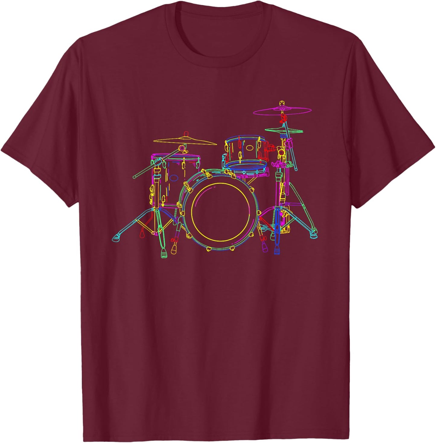 Neon Drumming Set - Drummer Band Percussion Player T-Shirt - T-Shirt | Maroon