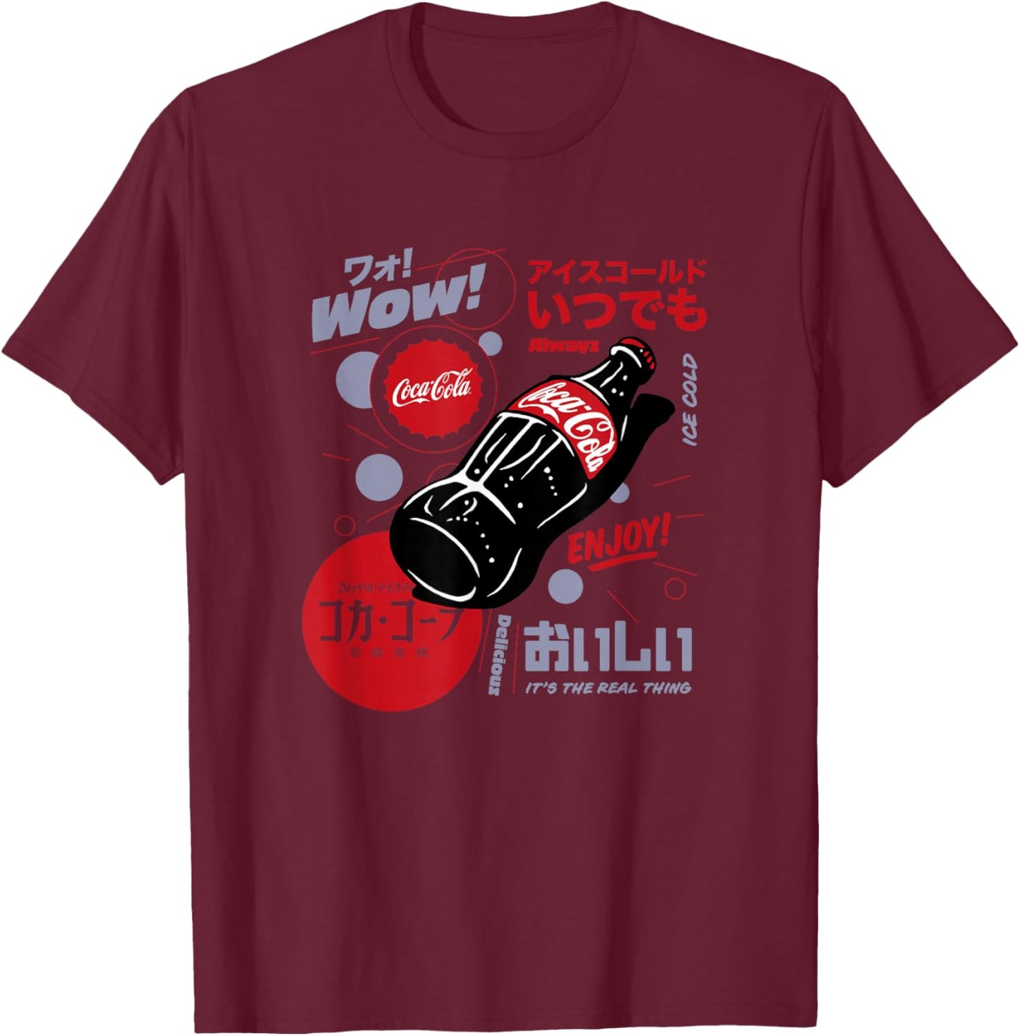 Coca-Cola Japanese Retro Poster Enjoy Coke Classic T-Shirt - T-Shirt | Maroon