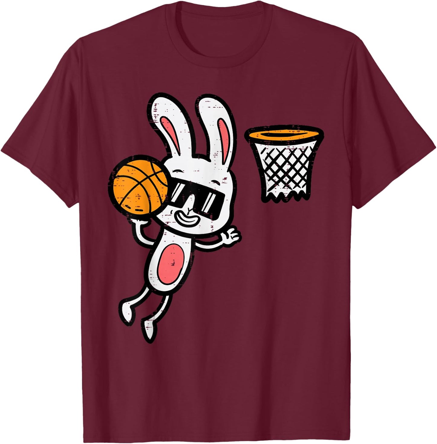 Easter Bunny Basketball Dunk Sports Boys Kids Toddler Youth T-Shirt - T-Shirt | Maroon