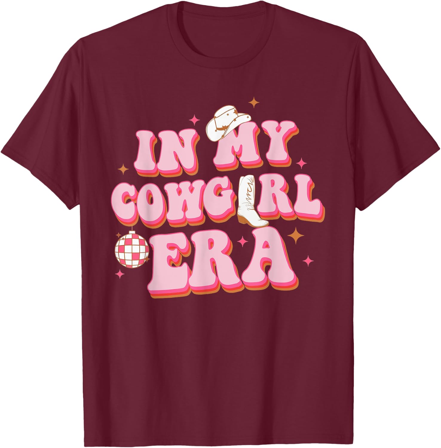 In My Cowgirl Era Groovy Rodeo Western Country Southern T-Shirt - T-Shirt | Maroon