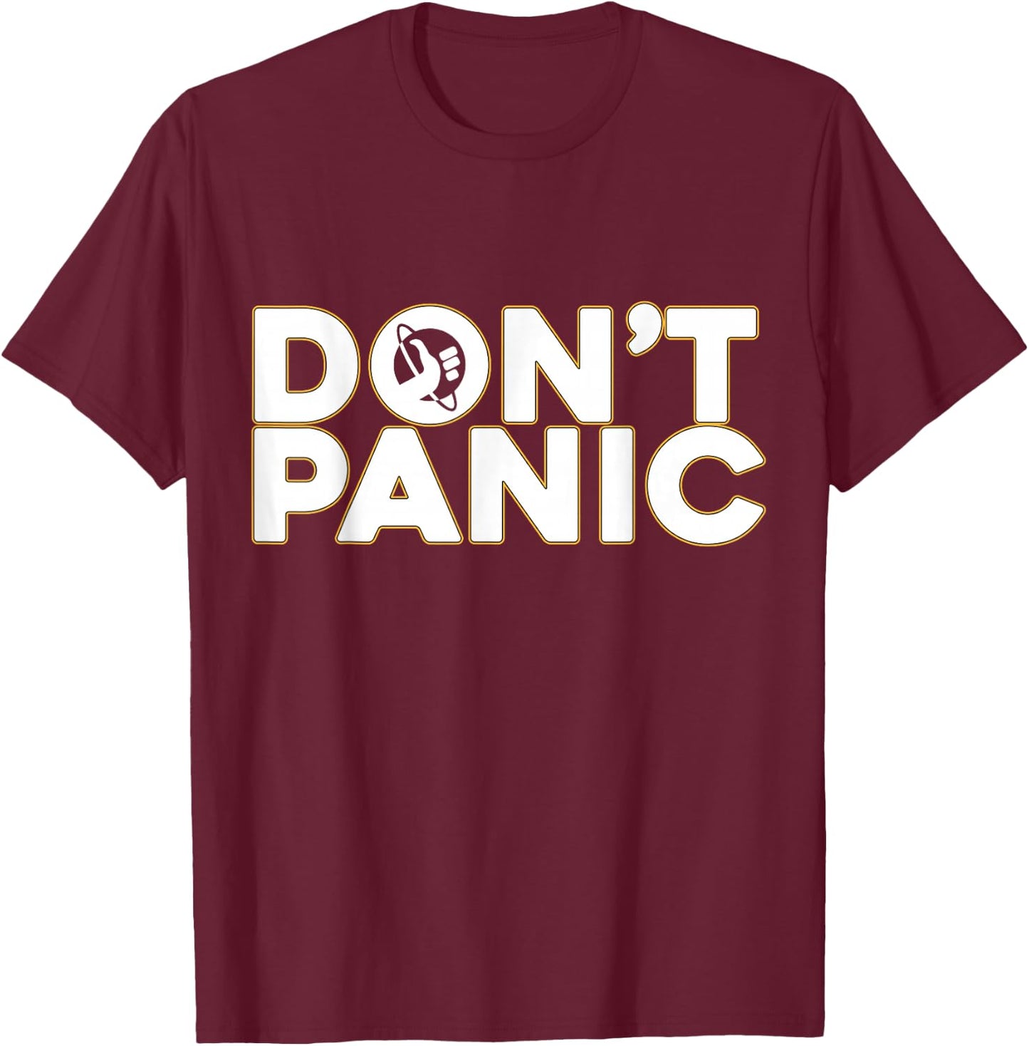 Don't Panic 42 Vintage Shirts Black -Adults Small Modern Casual T-Shirt - T-Shirt | Maroon