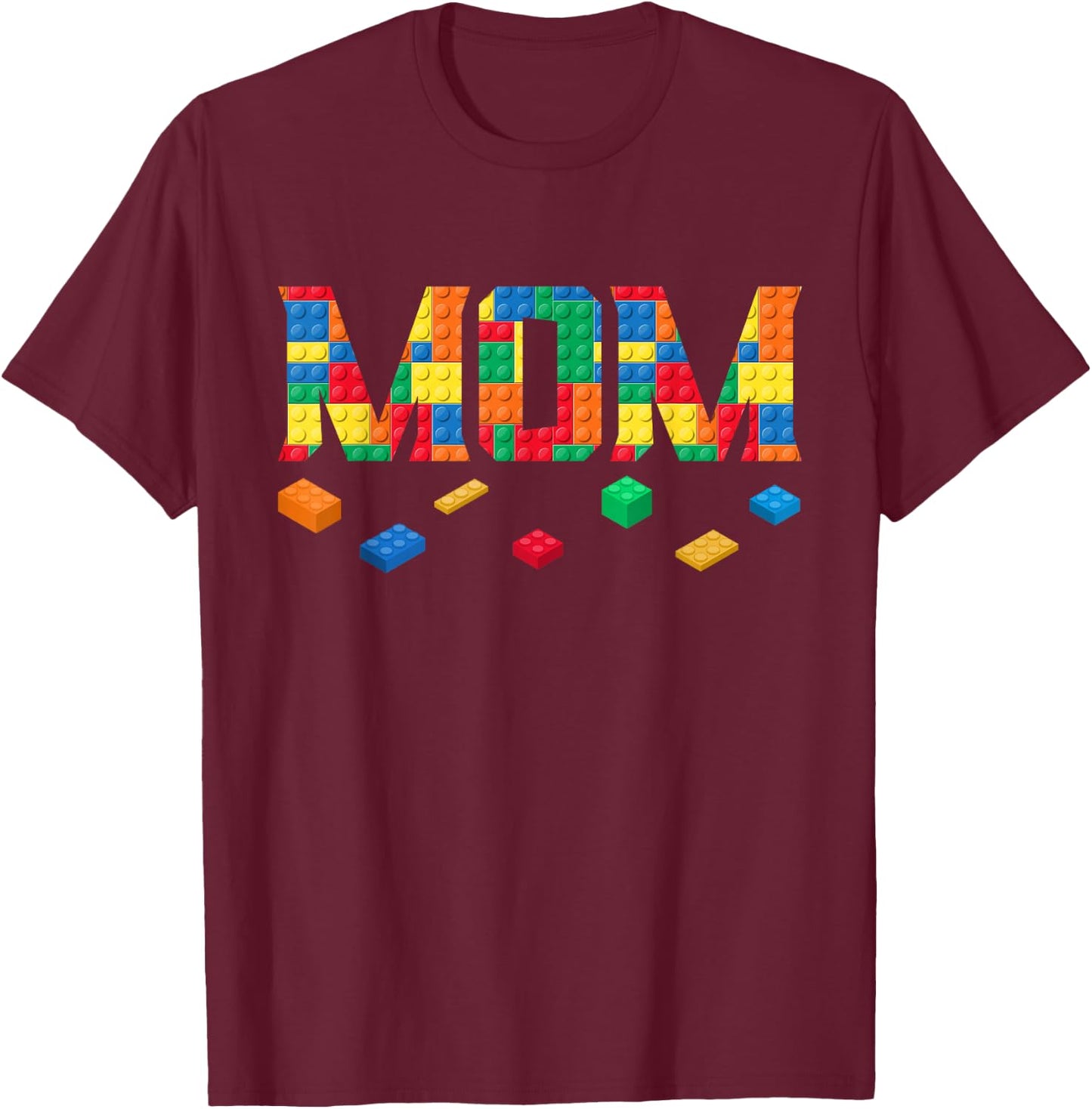 Master Builder Mom Birthday Boy Building Bricks Blocks Party T-Shirt - T-Shirt | Maroon
