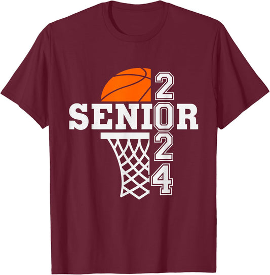 Senior Class of 2024 Basketball Seniors Back to School T-Shirt - T-Shirt | Maroon