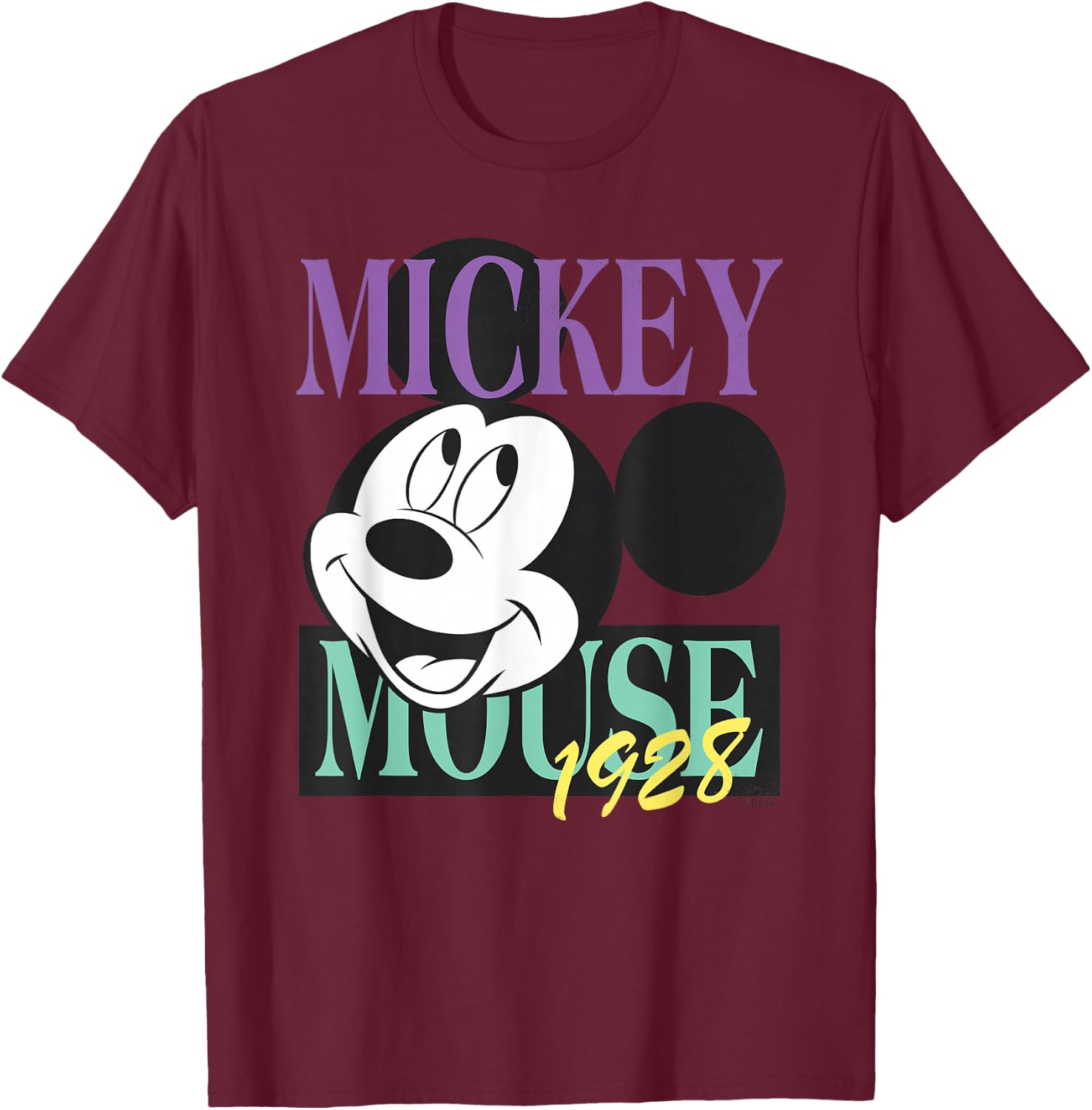 Disney Mickey Mouse Vintage Classics 1928 Retro T-Shirt - T-Shirt | Maroon