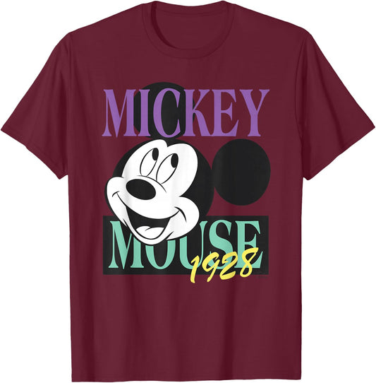 Disney Mickey Mouse Vintage Classics 1928 Retro T-Shirt - T-Shirt | Maroon