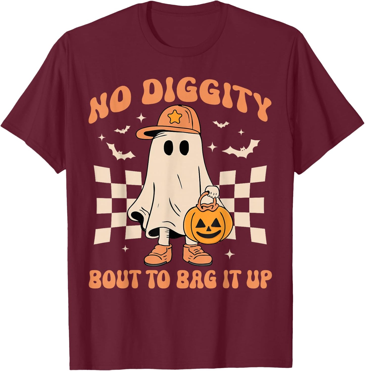 Halloween Ghost No Diggity Bout to Bag it Up Toddler Kids T-Shirt - T-Shirt | Maroon